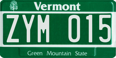 VT license plate ZYM015