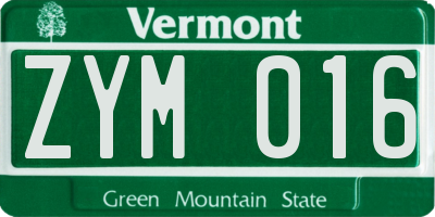 VT license plate ZYM016