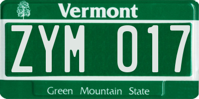VT license plate ZYM017