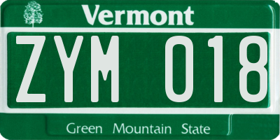 VT license plate ZYM018