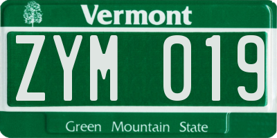 VT license plate ZYM019