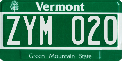 VT license plate ZYM020