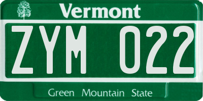 VT license plate ZYM022