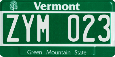 VT license plate ZYM023