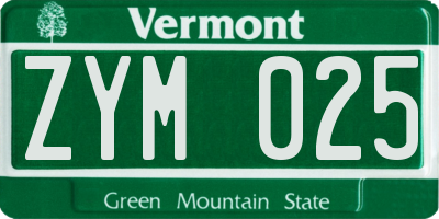 VT license plate ZYM025
