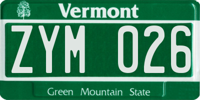 VT license plate ZYM026