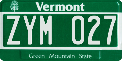 VT license plate ZYM027
