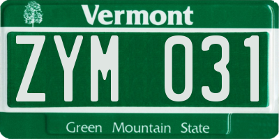 VT license plate ZYM031