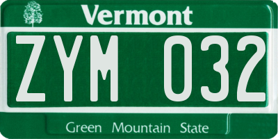 VT license plate ZYM032