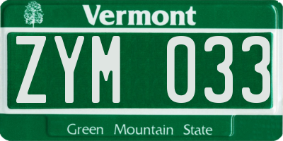 VT license plate ZYM033