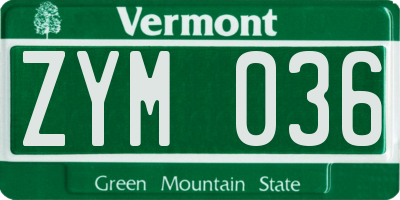 VT license plate ZYM036