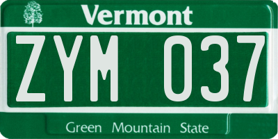 VT license plate ZYM037