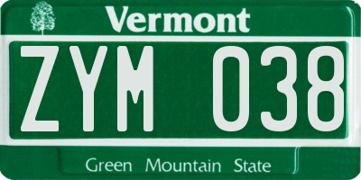 VT license plate ZYM038