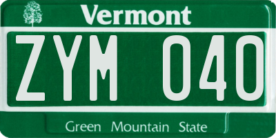 VT license plate ZYM040