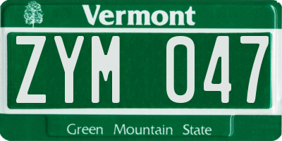 VT license plate ZYM047