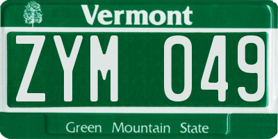 VT license plate ZYM049