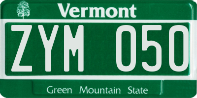 VT license plate ZYM050