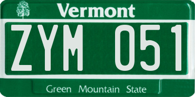 VT license plate ZYM051