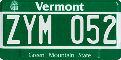 VT license plate ZYM052