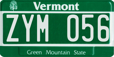 VT license plate ZYM056