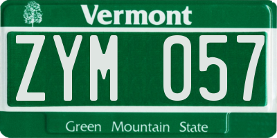 VT license plate ZYM057