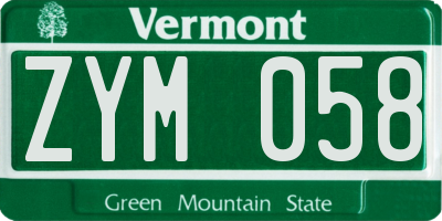 VT license plate ZYM058