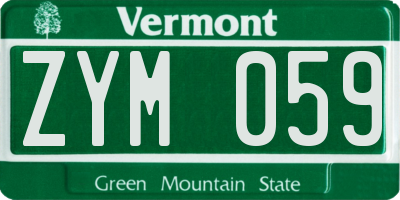 VT license plate ZYM059