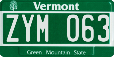 VT license plate ZYM063