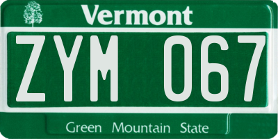 VT license plate ZYM067