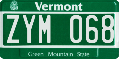 VT license plate ZYM068