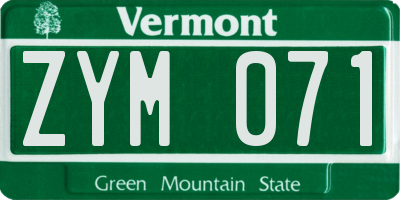 VT license plate ZYM071