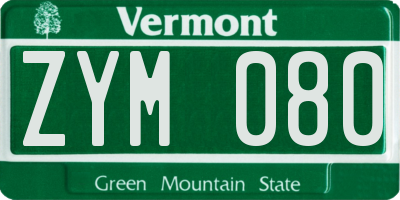 VT license plate ZYM080