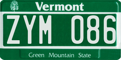 VT license plate ZYM086