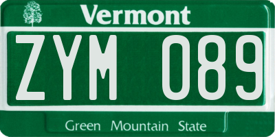 VT license plate ZYM089