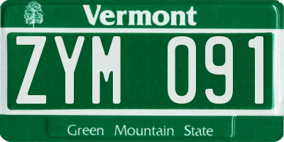 VT license plate ZYM091