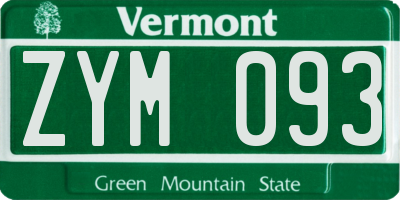 VT license plate ZYM093