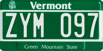 VT license plate ZYM097