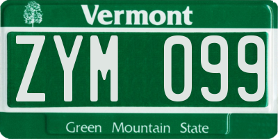 VT license plate ZYM099