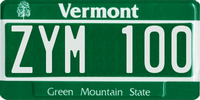 VT license plate ZYM100