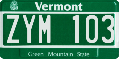 VT license plate ZYM103