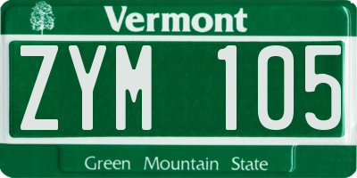 VT license plate ZYM105