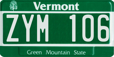 VT license plate ZYM106