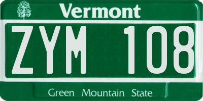 VT license plate ZYM108