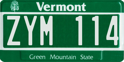 VT license plate ZYM114