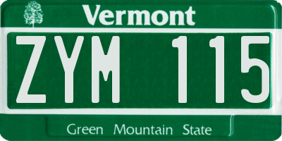 VT license plate ZYM115