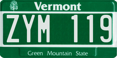 VT license plate ZYM119