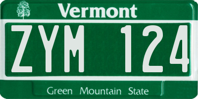 VT license plate ZYM124