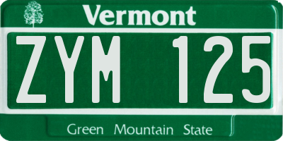 VT license plate ZYM125