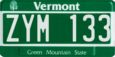 VT license plate ZYM133