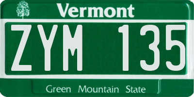 VT license plate ZYM135